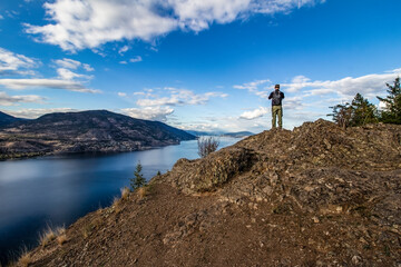 Fototapeta na wymiar Okanagan Valley in British Columbia and Hiker