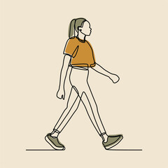 woman walking oneline continuous line art