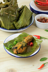 Chicken Drumstick Pepes Ayam Steamed Chicken  and Wrap with Banana Leaf Traditional Recipe From Indonesia