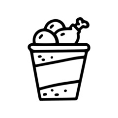 takeaway chicken line vector doodle simple icon