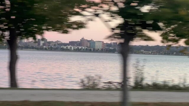City Bay Skyline with Jogger Whiz