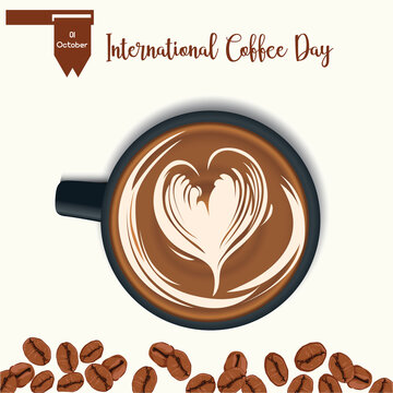 Illustration vector design of international coffee day. 1 october