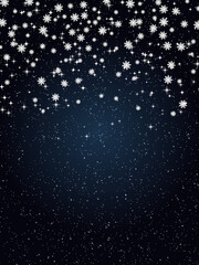 Christmas and New Year night sky vector background. Design for flyer, booklet, poster, coupon, invitation card