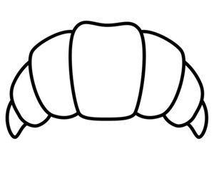 Naklejka premium Croissant - baked product, bun - vector linear illustration for coloring, logo or sign. Croissant is a stuffed dough snack. Outline.