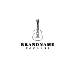 guitar logo cartoon black icon design isolated vector