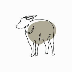 Anoa animal oneline continuous line art