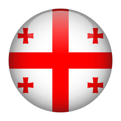 Obraz premium Georgia 3D Rounded Country Flag button Icon