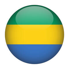 Gabon 3D Rounded Country Flag button Icon