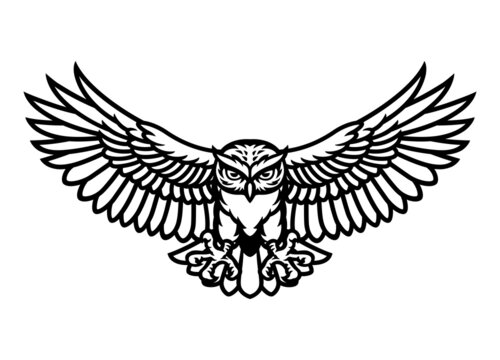 Owl Mascot Black and white mascot logo