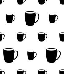 Mug Icon Seamless Pattern, Tea, Coffee, Milk Mug Icon