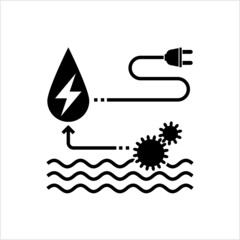 Water Energy Icon, Clean, Renewable, Green, Eco Friendly Energy Generation From Water