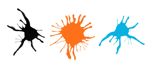 A set of ink splashes isolated on white background.