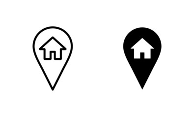 address icons set. home location sign and symbol. pinpoint