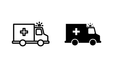 Fototapeta premium Ambulance icons set. ambulance truck sign and symbol. ambulance car