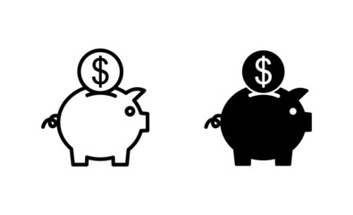 Piggy bank icons set. piggy money sign and symbol