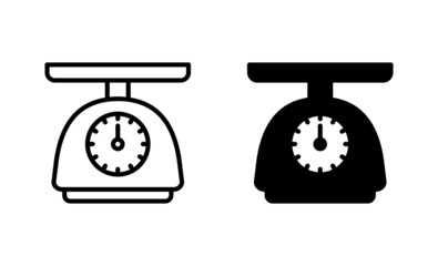 Scales icons set. Weight scale sign and symbol