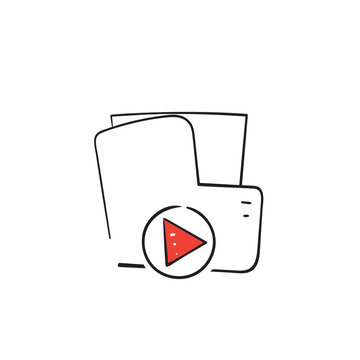 hand drawn doodle folder video icon illustration