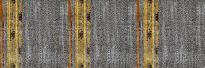 Seamless tribal ethnic stripe grungy border surface pattern design for print. High quality animal fur skin inspired illustration. Faded rug or carpet like cover graphic tile. Thick line textures.