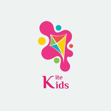 Kite Flying Logo Design. With handrawn and fullcolor style. Simple, minimalist, premium, and luxury logo vector