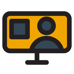 icon vector video conference Flat Outline Style