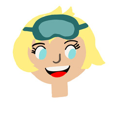 Scandinavian boy wearing swimming mask. Vector illustration