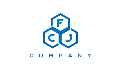 FCJ three letters creative polygon hexagon logo