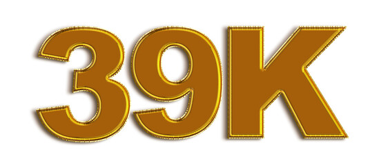 39K likes, followers online social media banner, letters, and icons. Isolated on white background. 3d illustration