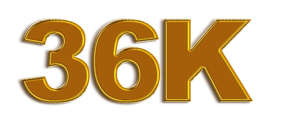 36K likes, followers online social media banner, letters, and icons. Isolated on white background. 3d illustration