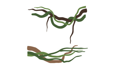 Climbing and Tangled Liana Long-stemmed Woody Vine Vector Set