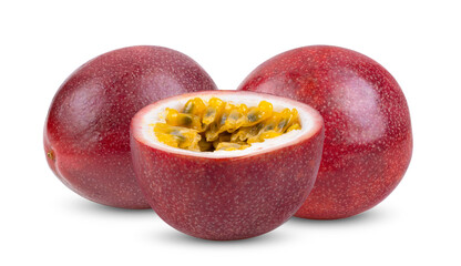Purple passion fruit isolated on white