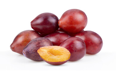 Plums plum prunes  fruit isolated on a white