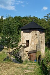 Ruins of Lukov Castle. Entrance tower. Central Moravia. Europe.