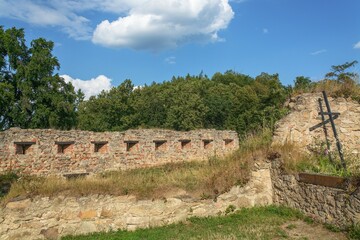 Fototapeta na wymiar Ruins of Lukov Castle. Loopholes. Central Moravia. Europe. 