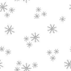 snowflakes seamless pattern hand drawn minimalistic christmas background. doodle, vector, scandinavian, nordic. wallpaper, wrapping paper, textiles.