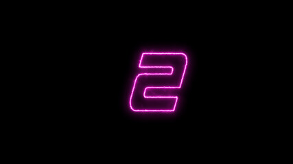 glowing number two, 2 on dark background