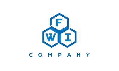 FWI three letters creative polygon hexagon logo