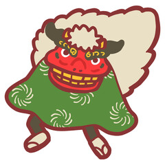 獅子舞が踊るベクターイラストカット