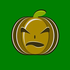 illustration vector design of green pumpkin indifferent face prefer to symbol of character, icon, and etc.