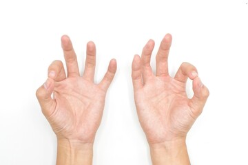Hand and finger examination for muscle weakness. - obrazy, fototapety, plakaty