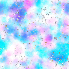 Watercolor colorful glitter seamless pattern © JuliaStarArt