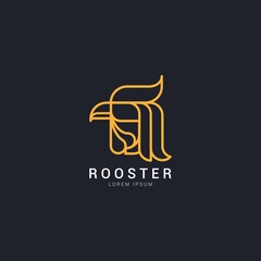 Simple outline rooster head icon logo vector design. Luxury rooster chicken logo concept design