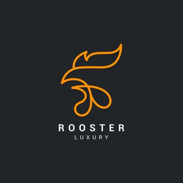 Simple outline rooster head icon logo vector design. Luxury rooster chicken logo concept design