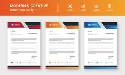 Modern Creative & Clean business style letterhead template design