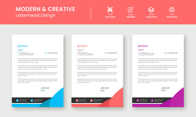 Modern Creative & Clean business style letterhead template design