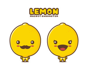 funny lemon cartoon mascot. fruit vector illustration