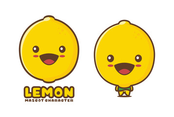 funny lemon cartoon mascot. fruit vector illustration