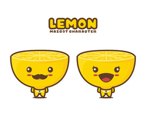 cute lemon cartoon mascot, fruit vector illustration