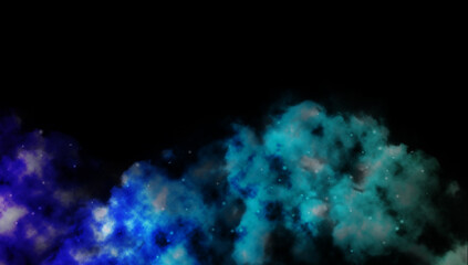 Realistic colorful fog on black background. 