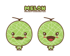 cute melon cartoon mascot, fruit vector illustration