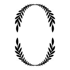 Laurel wreath. Vector hand drawn laurel wreath isolated on white background. Doodle style. Silhouette floral frame.